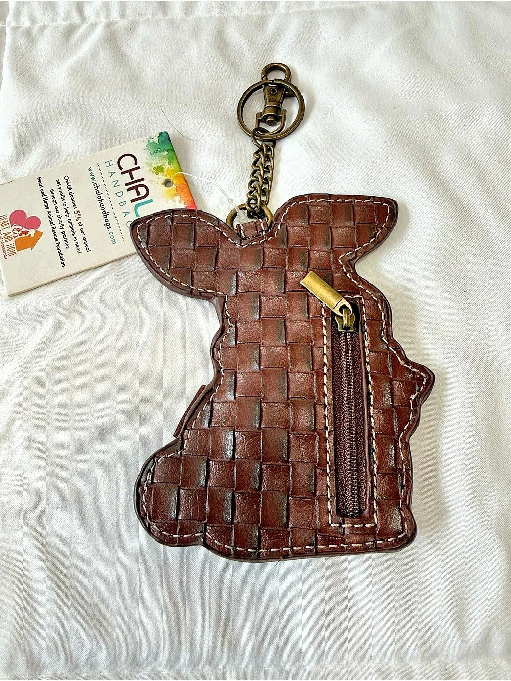 NWT-Chala Rabbit Keychain Brown & White - Picture 3 of 4
